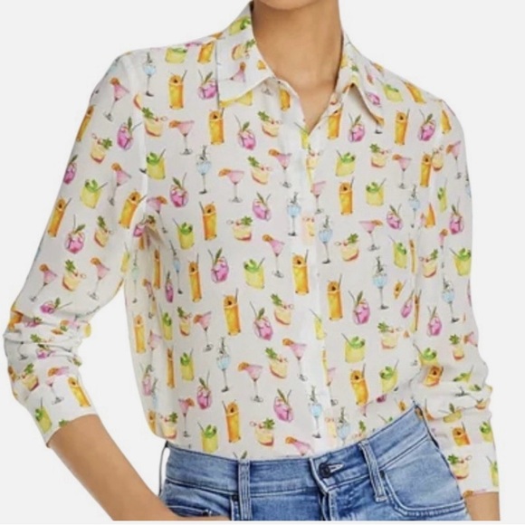 Alice + Olivia Silk Cocktail blouse size XS x-small career classic butto… - Picture 1 of 5